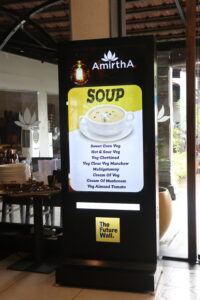 The Future Wall floor mount kiosk at Amirtha Restaurant 